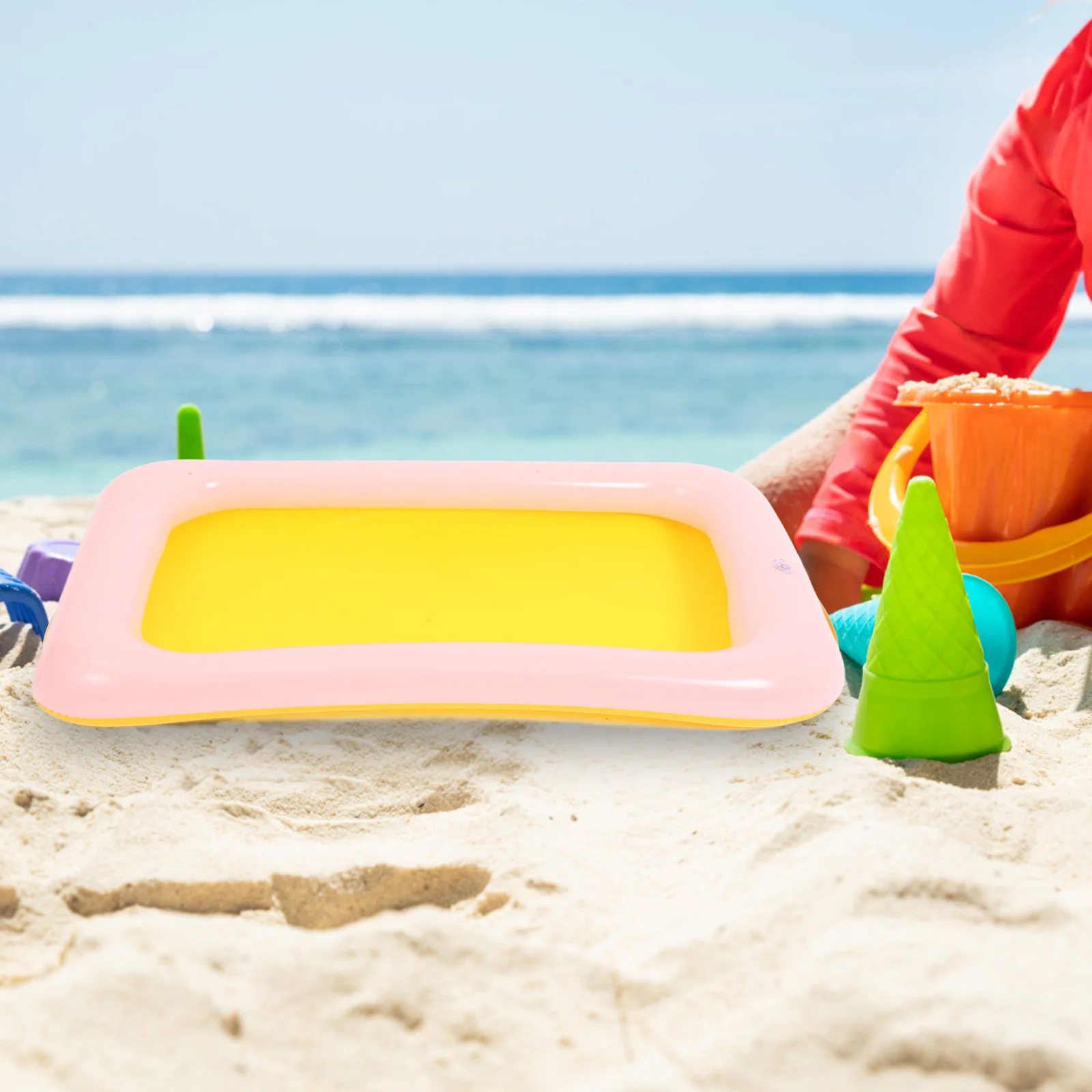 Blow up Sand Escalpool Clicks Holder, Flotteurs de planche, Refroidisseur de bac à sable pour enfants, Jouet d'eau de table, Jeu gonflable