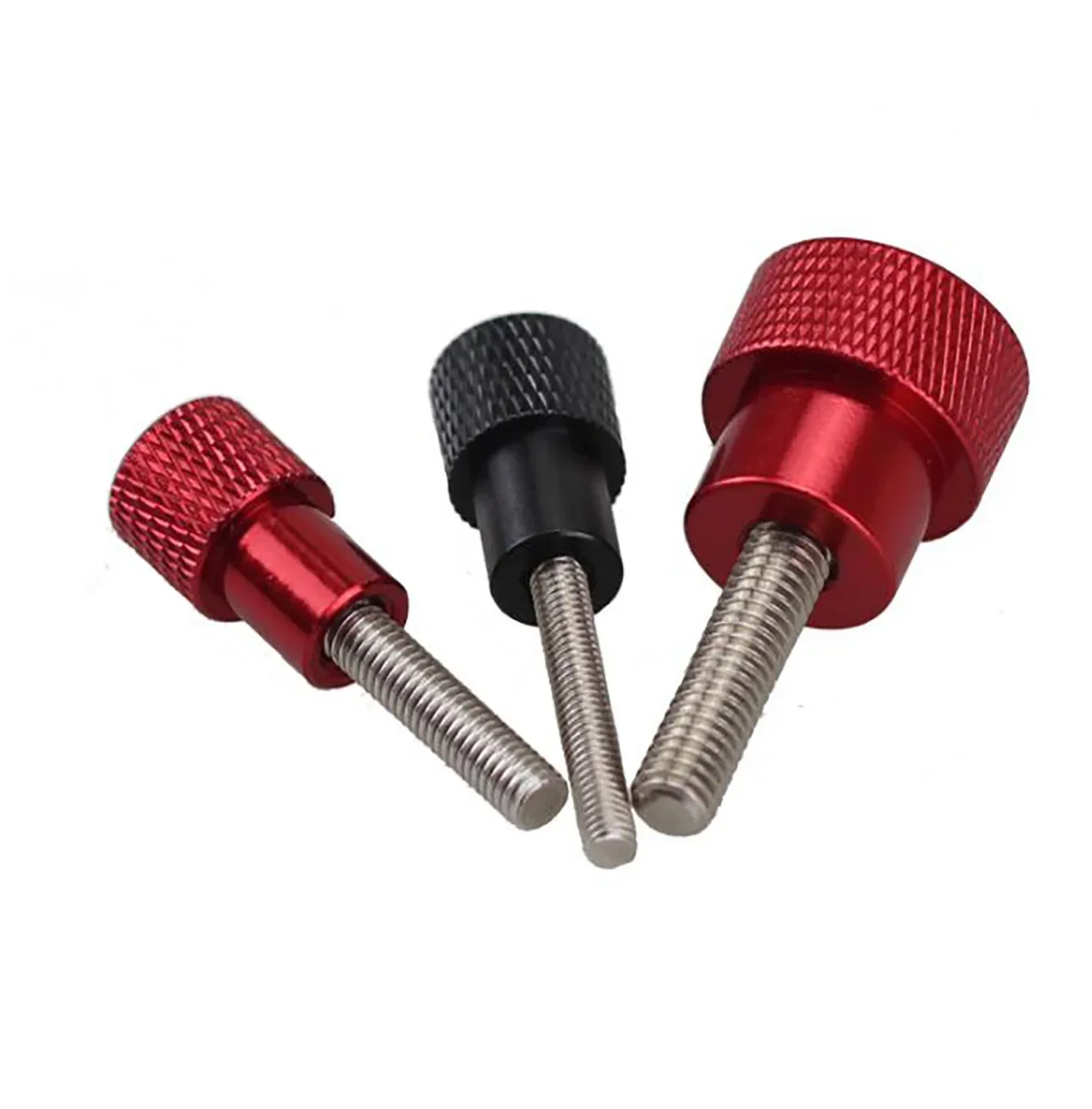 1Pcs M3 M4อลูมิเนียมสแตนเลส Knurled Thumb สกรู Hand Grip ลูกบิด Step Bolt สกรูสีแดงสีดำสีขาว