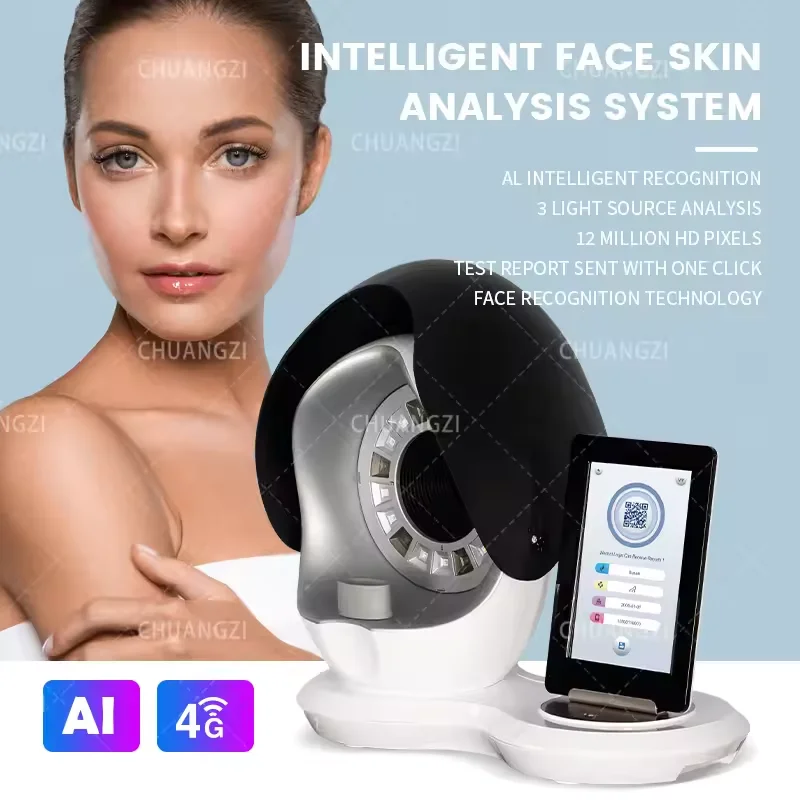 Mexico Geavanceerde 3D-gezichtsscanner Huidanalyse-apparaat Draagbare acne-gevoeligheid Rimpels Controleer Tech CE-gecertificeerd