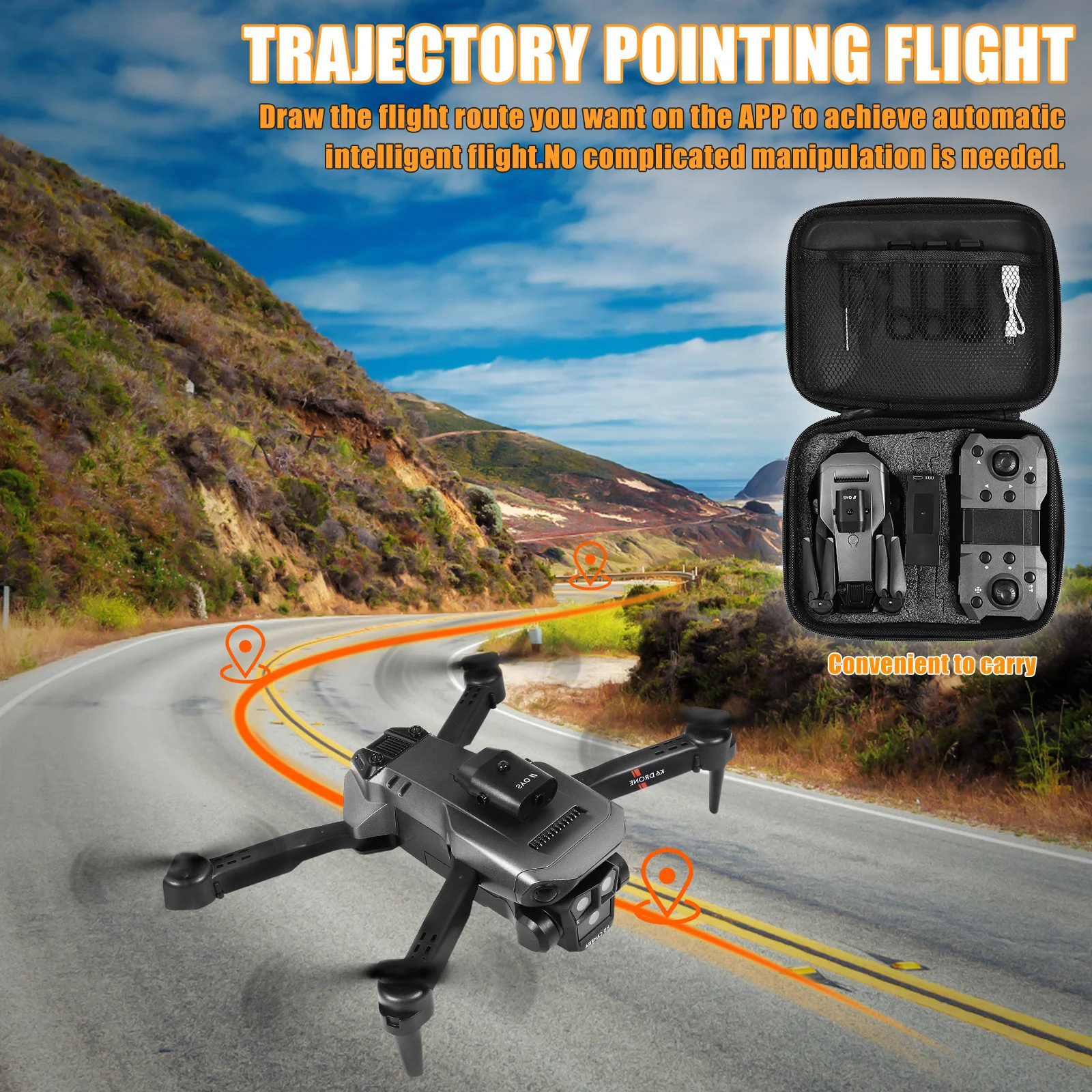 

Foldable Drone With Triple Hd Cameras Dual 4- Stability Hold Gesture Selfie App Control Easy-To-Fly For
