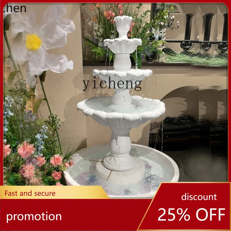

HXL European three-layer wedding fountain courtyard decoration balcony simple water wishing pool ornament