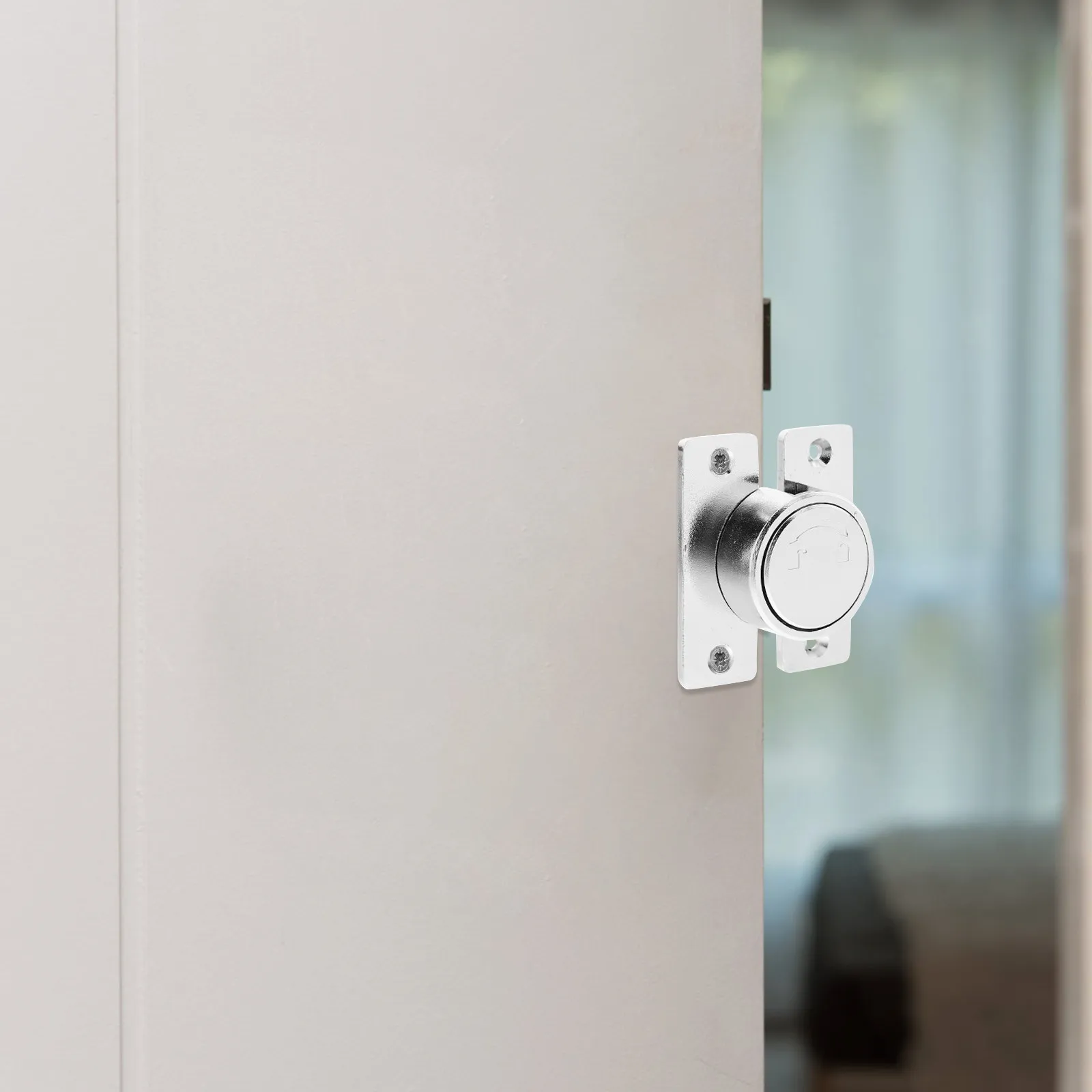 1Set Rotating Door Latch Zinc Alloy Heavy-Duty Door Security Lock No-Drill Adhesive Screw Mount Rotatable Bolt for Screen Shower
