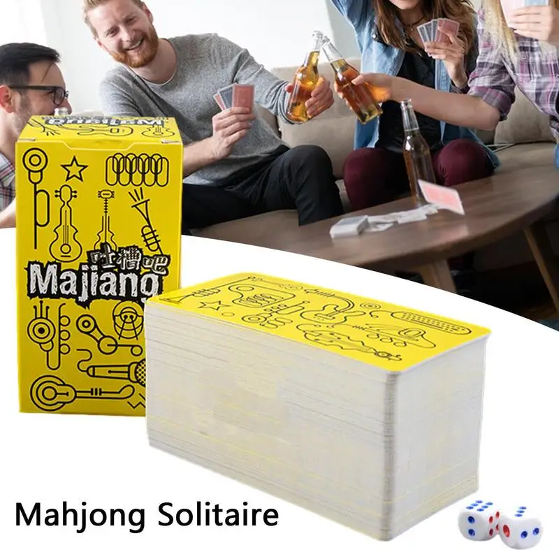 Chinese Mahjong Playing Cards Mahjong Poker Playing Cards Table Game Set For Home Living Room Mini Mahjong Playing Cards Game