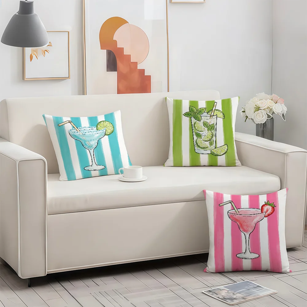 Cool Summer Cocktail cushion cover Birthday Anniversary Gifts Double Sided Printed Zipper Cushion Cover Soft Skin Bedding