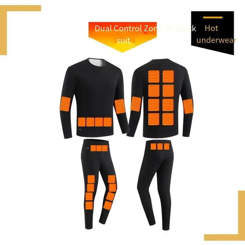 Electric Thermal Underwear Set with Plush Lining, Smart Heating Suit, 30 Zone, Winter