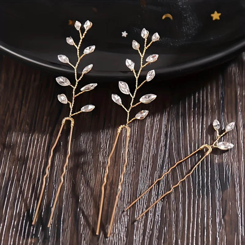 3Pcs Hair Pin Clip Set Crystal Rhinestone Hair Pin Clip Hairpin Bridal Wedding Hair Accessories Jewelry Pin Clip Hairpin Set