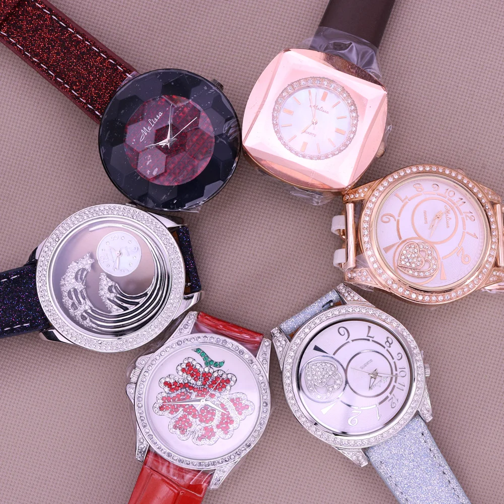 

Распродажа Melissa, роскошные женские часы со стразами и кристаллами, модный браслет для часов, натуральная кожа, подарок на день рождения для девочек