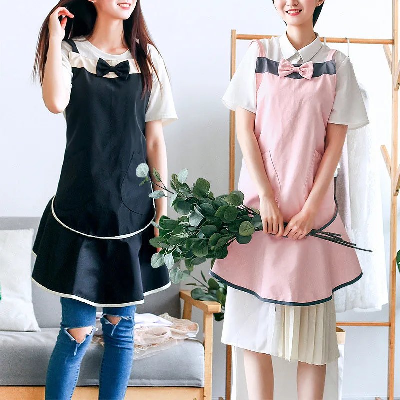 

New Japanese Style Cute Girl Lace Skirt Waterproof Female Apron Kitchen Home Cleaning Milk Tea Shop Apron Boutique Clothing