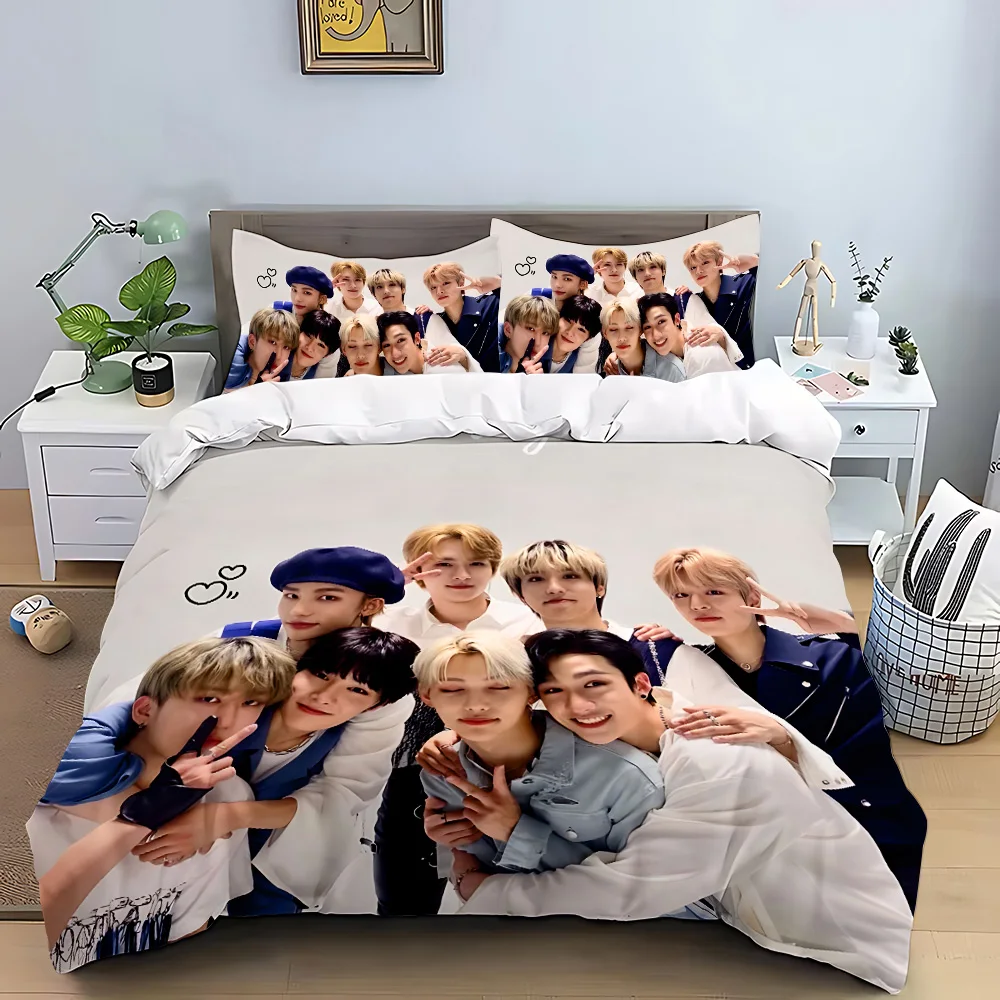 KPOP Duvet Cover Pillowcase S-Stray-K-Kids Bedding Set Adult Boy Girl Bedroom Decoration Children Gift Single Double Large Size