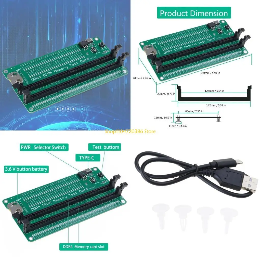 

K0EA Тестер памяти Настольный компьютер DDR4 DIMM Тестовая карта памяти со светодиодными индикаторами для настольного компьютера