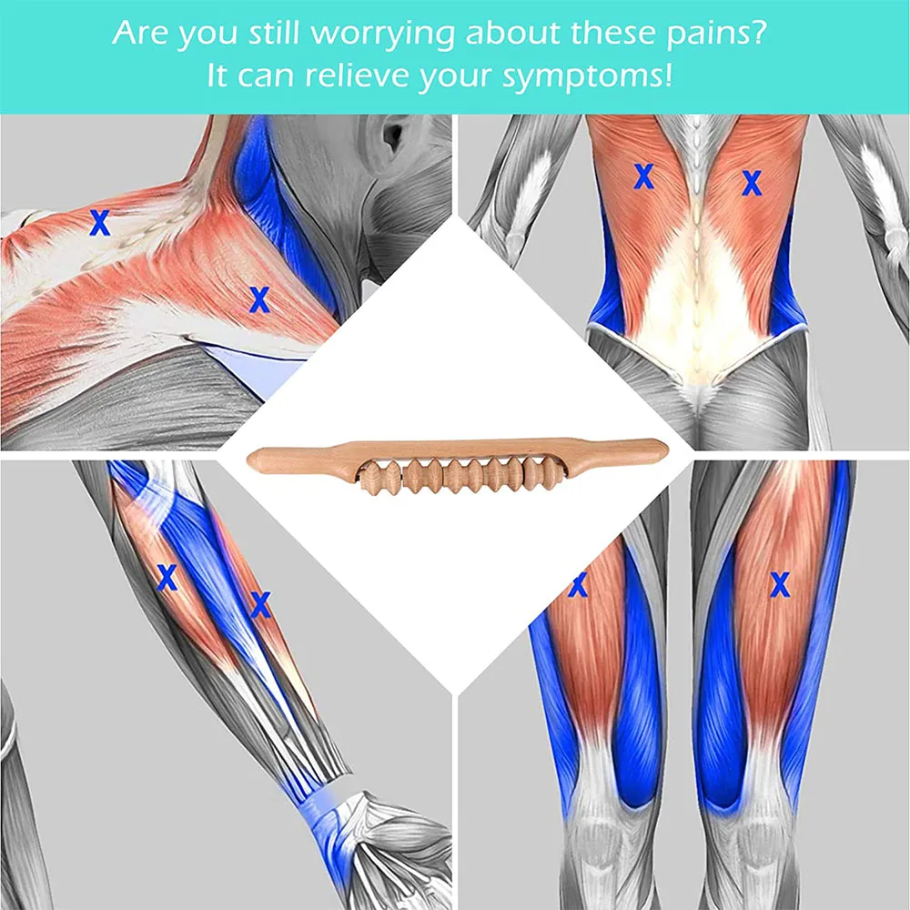 المهنية خشبية الزان غوا شا تدليك أداة عصا مدلك ل لينة الأنسجة الإفراج الظهر الأسلحة الكتف الألم العلاج الصحي