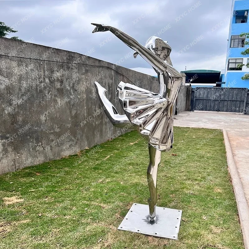 

stainless steel Parisian dancing girl sculpture used display in gardens parks shopping malls and decoration villa handicrafts