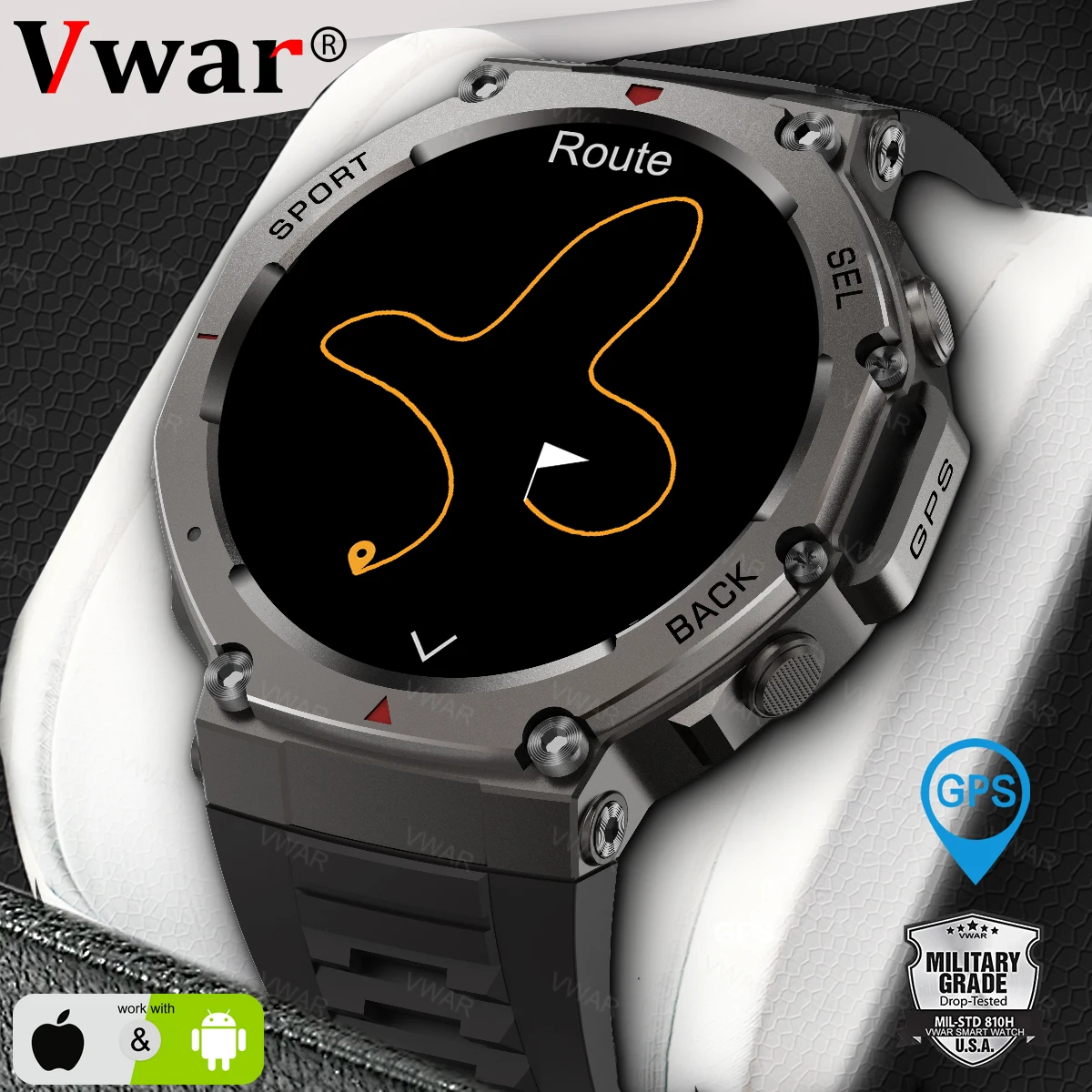 

T-Rex3 GPS Smart Watch for Xiaomi IOS Built-in GPS Compass Barometric Altimeter Dual-band GNSS Voice Calling Smartwatch Men 5ATM