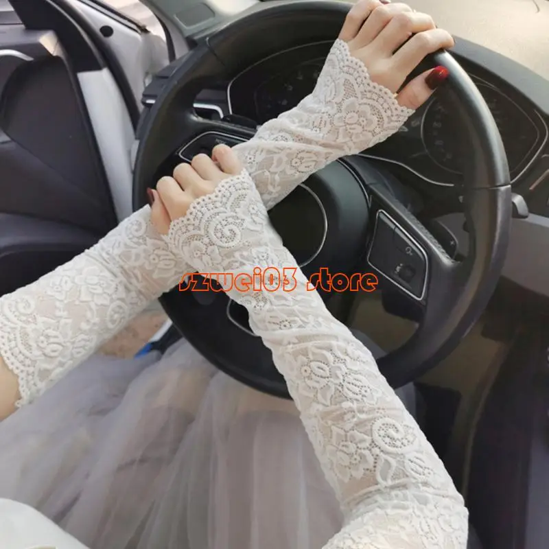 

D46C Popular Lace Flower Arm Covers Decorative Arm Sleeves for Hiking and Driving