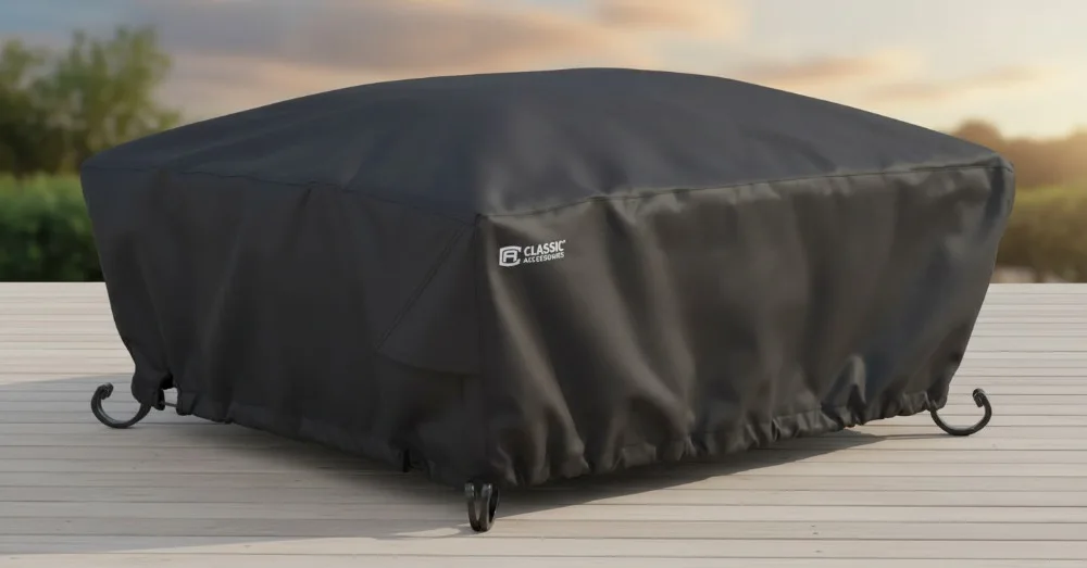 

Водостойкая 36-дюймовая квадратная крышка для костра с эластичным шнуром и вентиляционными отверстиями для защиты на открытом воздухе