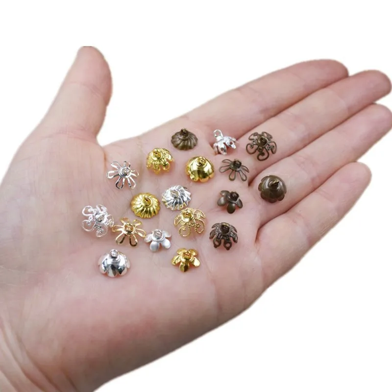 50pieces 8.5mm 9mm 10mm Flower Beads Cap Pendant Connector Jewelry Accessories DIY Materials Handmade Jewelry Findings