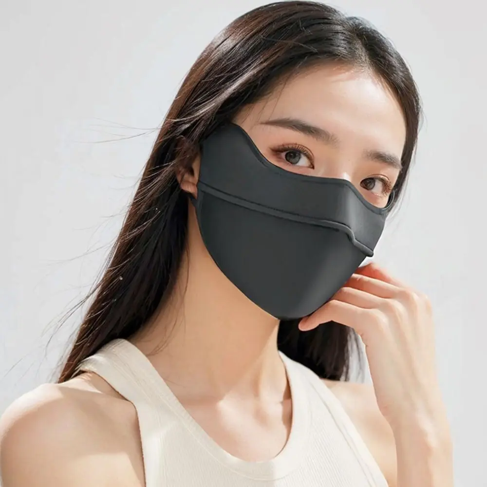 

Sunscreen Face Scarf Ice Silk Sunscreen Mask Nylon Solid Color Summer Face Cover Breathable Eye Protection Face Gini Mask