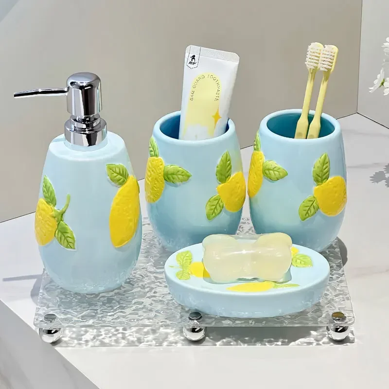 soap dispenser Lemon Ceramic lotion Bottle Bathroom Toilet Press Pump Head Hand Wash Liquid Body Wash Shampoo Bottle  bathroom