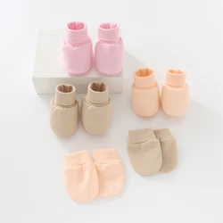 2 Pair Baby Newborn Soft Cotton Face Protection Gloves Foot Cover Set Anti Scratch Mittens Socks Kit Dropshipping