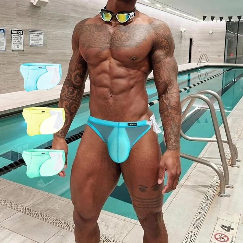

1PCS Men Strap Underwear Soft Ice Silk Comfortable Briefs Sexy Hollow Panties Quick Dry Low-wasit Breathable Men's Underpants