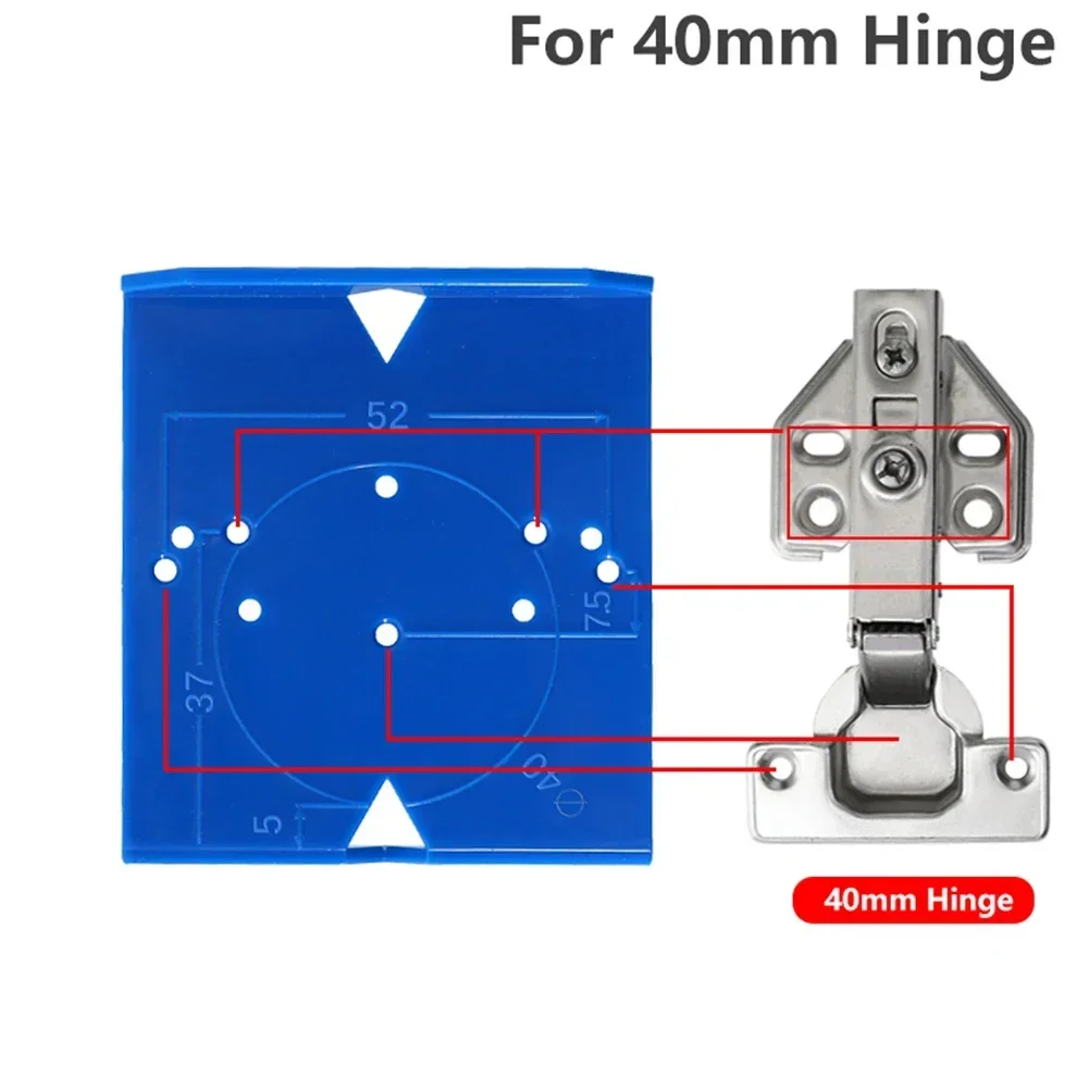 Imagem -05 - Dobradiça Buraco Jig para Carpintaria Modelo Guia Localizador de Furos Gabinete Dobradiça da Porta Instalar Faça Você Mesmo Abs 35 mm 40 mm