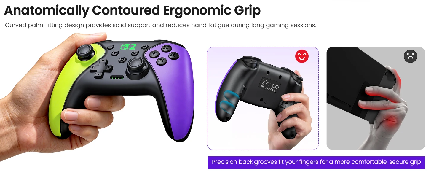 Dinofire Wireless Bluetooth RGB Controller for Nintendo Switch/Switch OLED/Lite Mobile Wired PC Gamepad Multi-Function Joystick