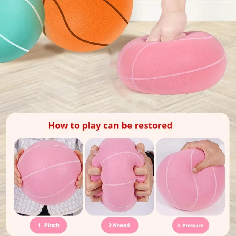 Ballon de Basket-ball Silencieux en Mousse Souple pour Enfant et Adulte, Jouet de dehors artificiel astique pour Divertissement à Domicile, Taille 7