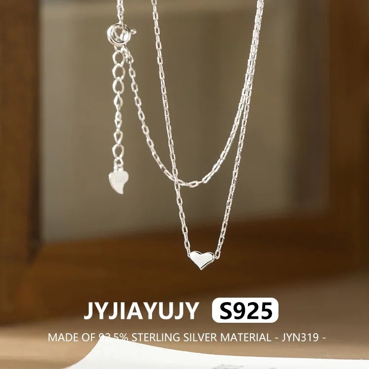 

JYJIAYUJY 100% цельное оригинальное ожерелье из стерлингового серебра S925, в наличии, модное ювелирное изделие с гладким сердцем, подарок, повседневная одежда JYN319