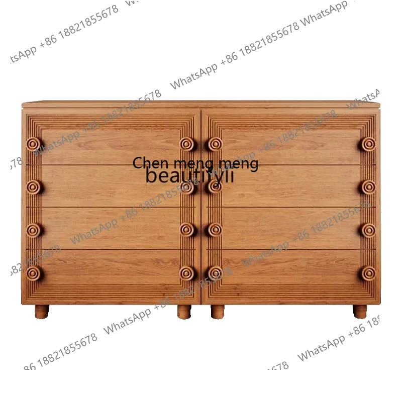 

X 0R French medieval solid wood chest, log color old retro porch cabinet, locker R