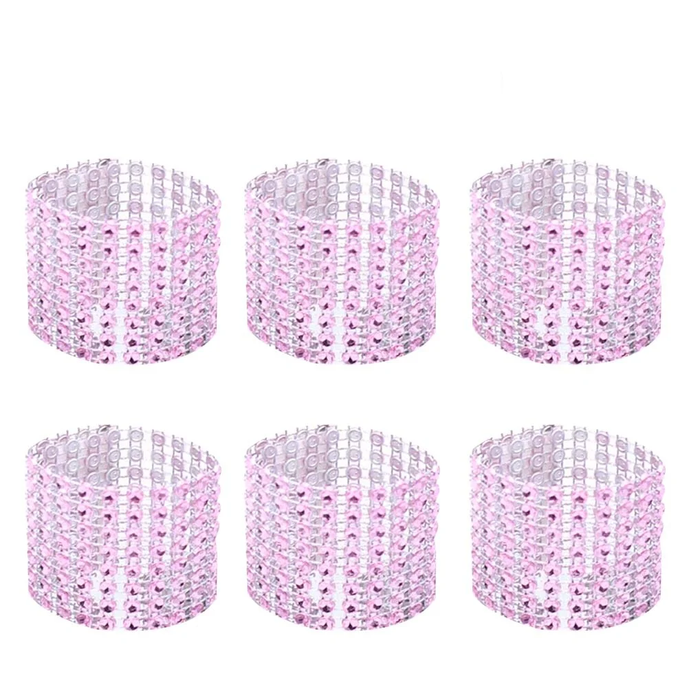 

50pcs Fashion Napkin Ring Handmade Serviette Buckle Holder for Wedding Party Dinner Table Decoration (Pink)