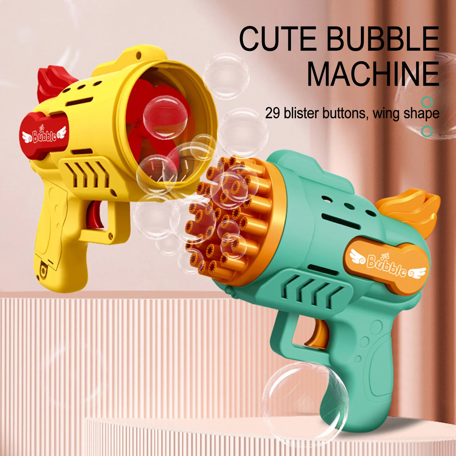 Foguete automático Bubble Gun para meninos Máquina de bolhas de sabão Brinquedo ao ar livre Presentes de aniversário Festa de casamento Presente de verão infantil 29 buracos