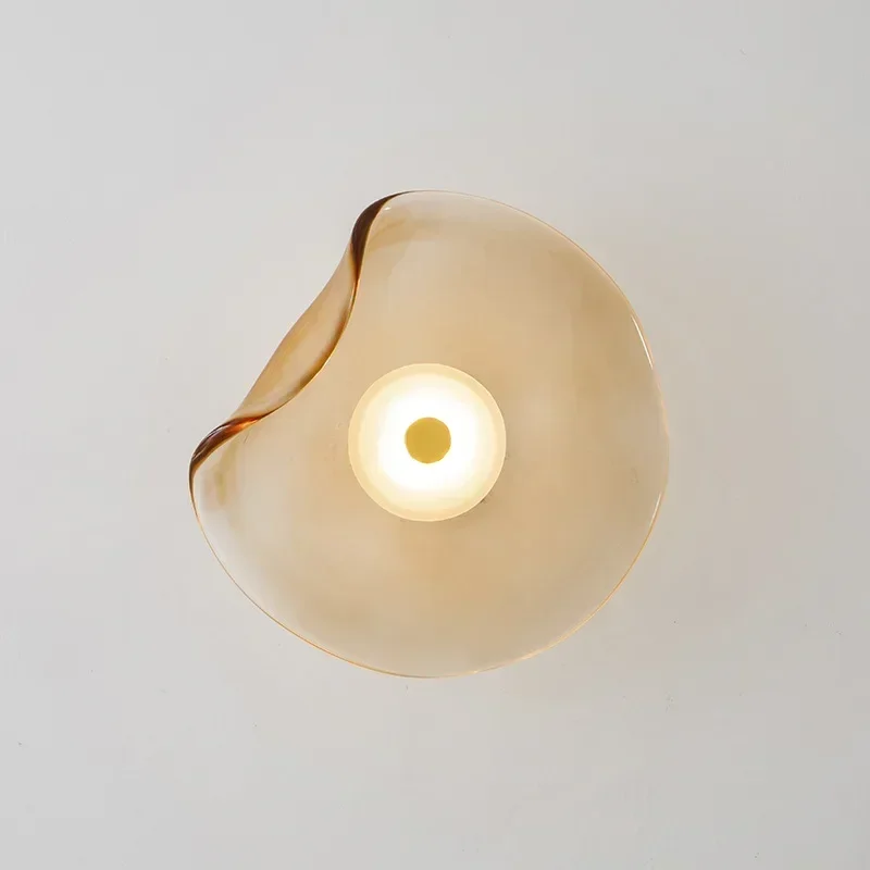 High-Quality Curved Wall Lamp - Yellow Frosted Glass Shade Diffuses Soft Light, Creates Cozy Atmosphere for Living Room/Bedroom/