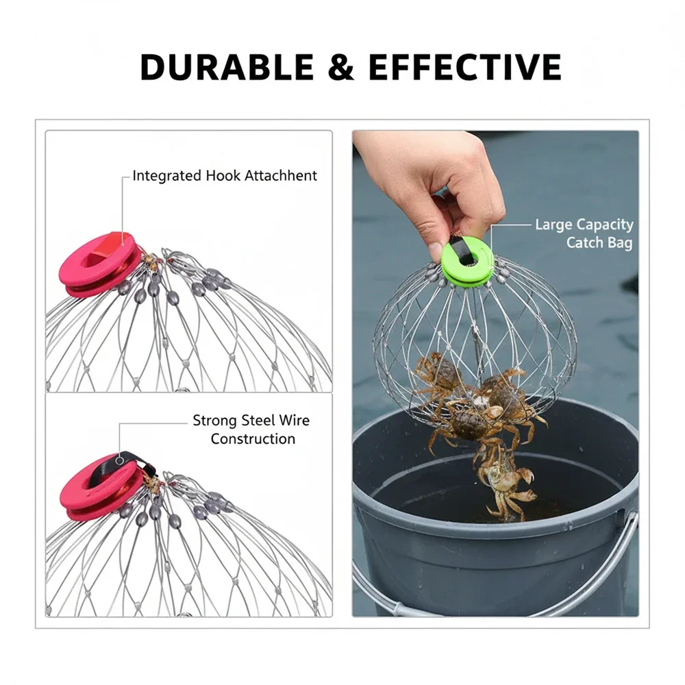 best fishing pole for crab snare SIWRDTG 6-Loops Trap Pole, Crab for Dungeness, Rock & Blue Crabs (3 Crab Traps) Sporting Goods strength loops and a vinyl Fishing Line Fishing Pole For