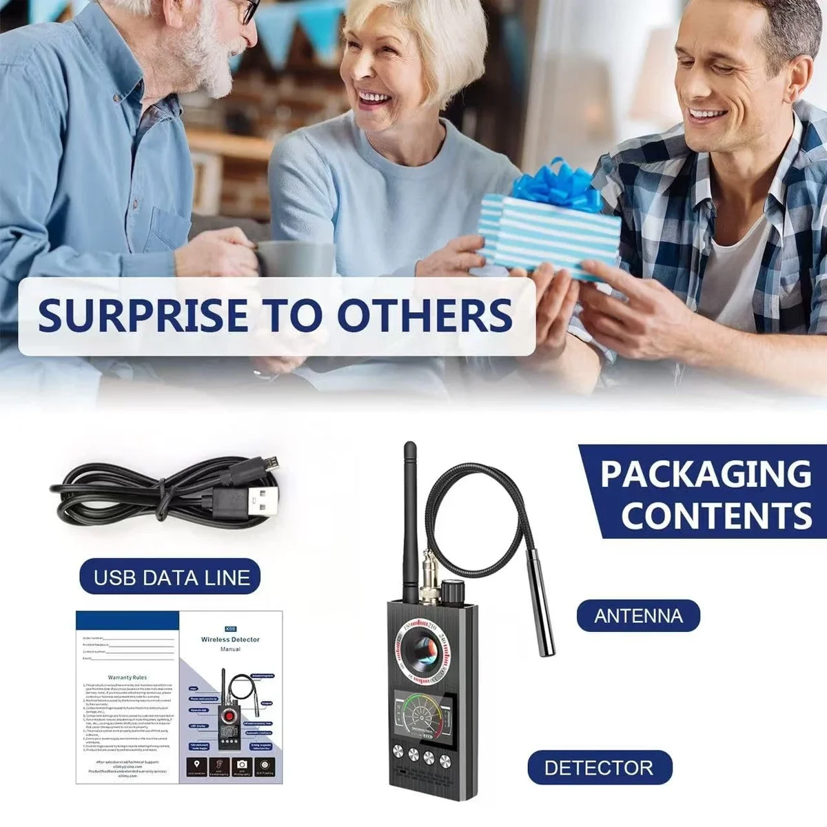 Advanced M8000 RF Signal Detector, German Chip for High Sensitivity, 20-45 Hours Continuous Use with Magnetic Field Detection