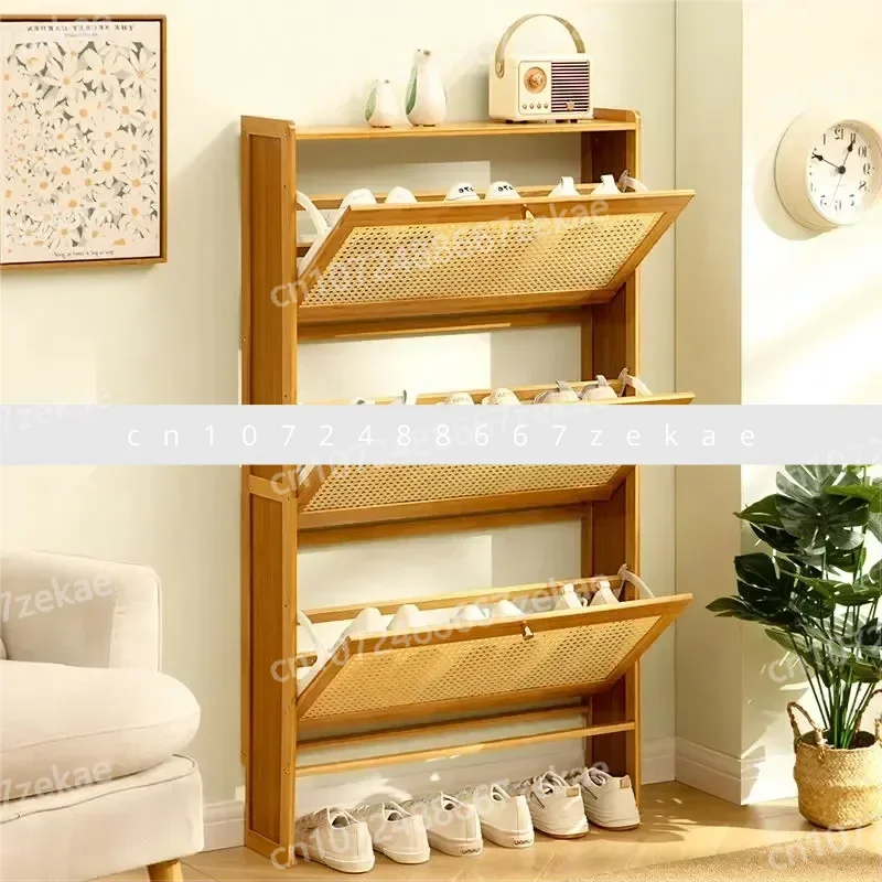 خزائن الأحذية الصغيرة الاسكندنافية، رف الأحذية الجانبي الضيق للغاية، بسيط مائل متعدد الطبقات، شقوق منزلية رفيعة للغاية على الحائط #5