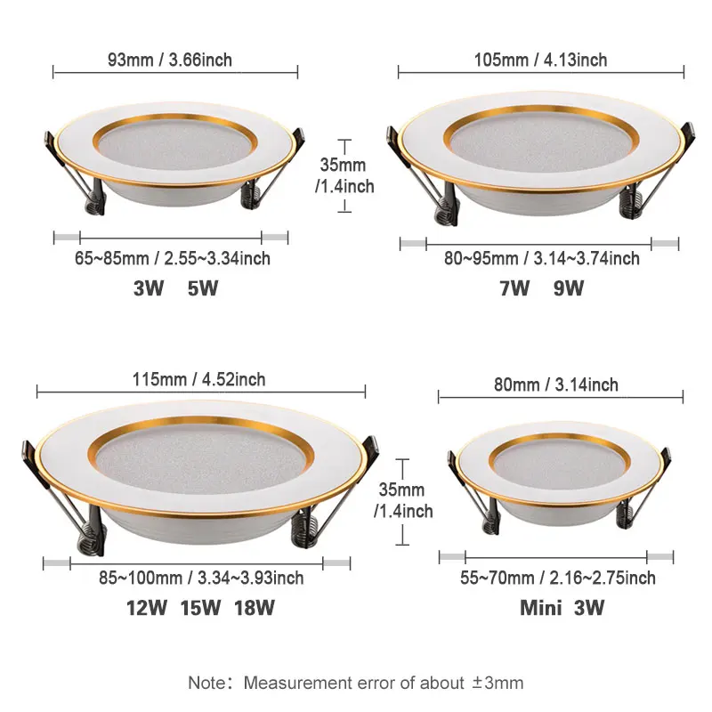 Spot LED Downlight Ceiling Lamp 7W 9W 12W 15W 18W spotlight cold white warm round recessed lamp AC 220V 240V Lighting