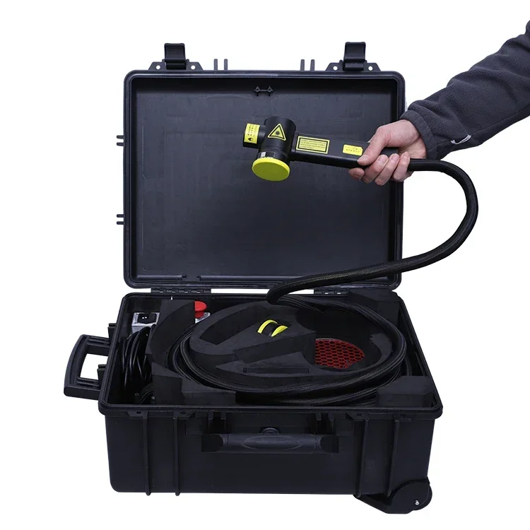 Portable easy to carry metal  cleaning machine 200W JPT pulsed  rust removal cleaner machine for non-contact cleaning