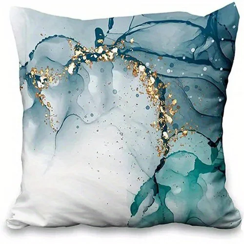 Abstract Ink Marbling With Gold Specks Pillow Covers Pattern Cushion Cover Suitable For Sofa Bedroom Car Pillow Cover