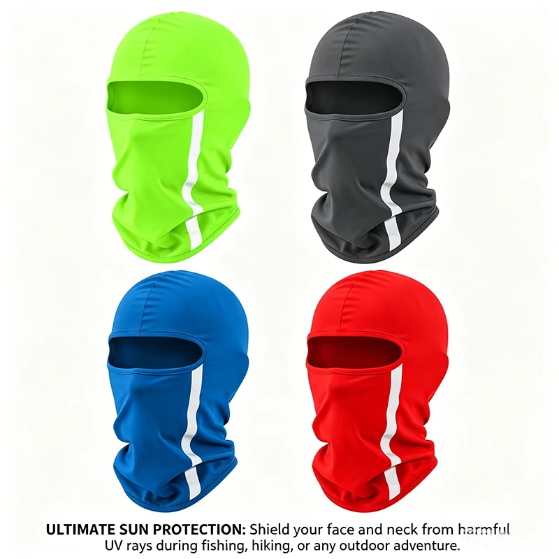 Summer UV Protection Balaclava Reflective Strip Sun Hood Milk Silk Breathable Full Face Neck Cover for Fishing Cycling Outdoor