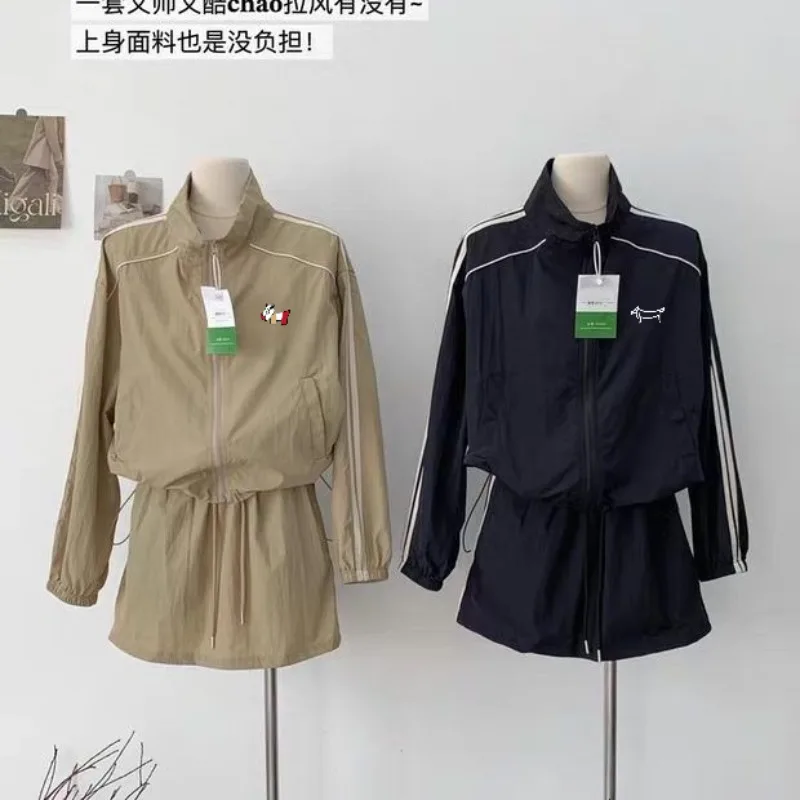 Summer Thin Loose Fashion Women's Golf Casual Sports Suit Sunscreen Short Jacket All-match Skirt Two-piece Suit Women Clothing