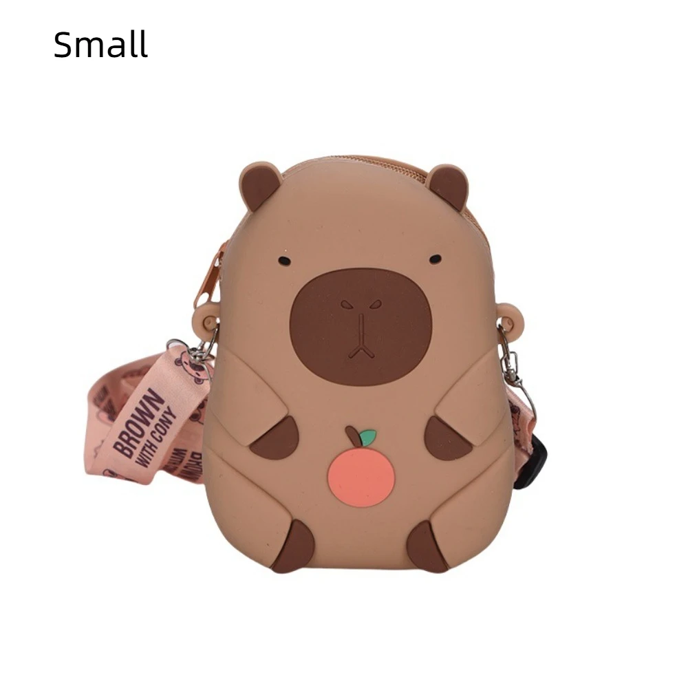 

Кошелек для монет с капибарой, сумка через плечо, мультяшный регулируемый ремень, силиконовая сумка на плечо, водонепроницаемый маленький кошелек, кавайный кошелек с животными