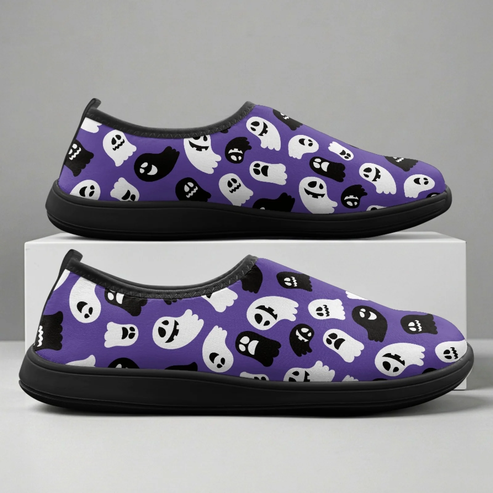 PENSTROLL Halloween Zero Drop Sneakers Featuring Ghost, Polyester & EVA Non Slip Walking Shoes for Men and Casual Wear