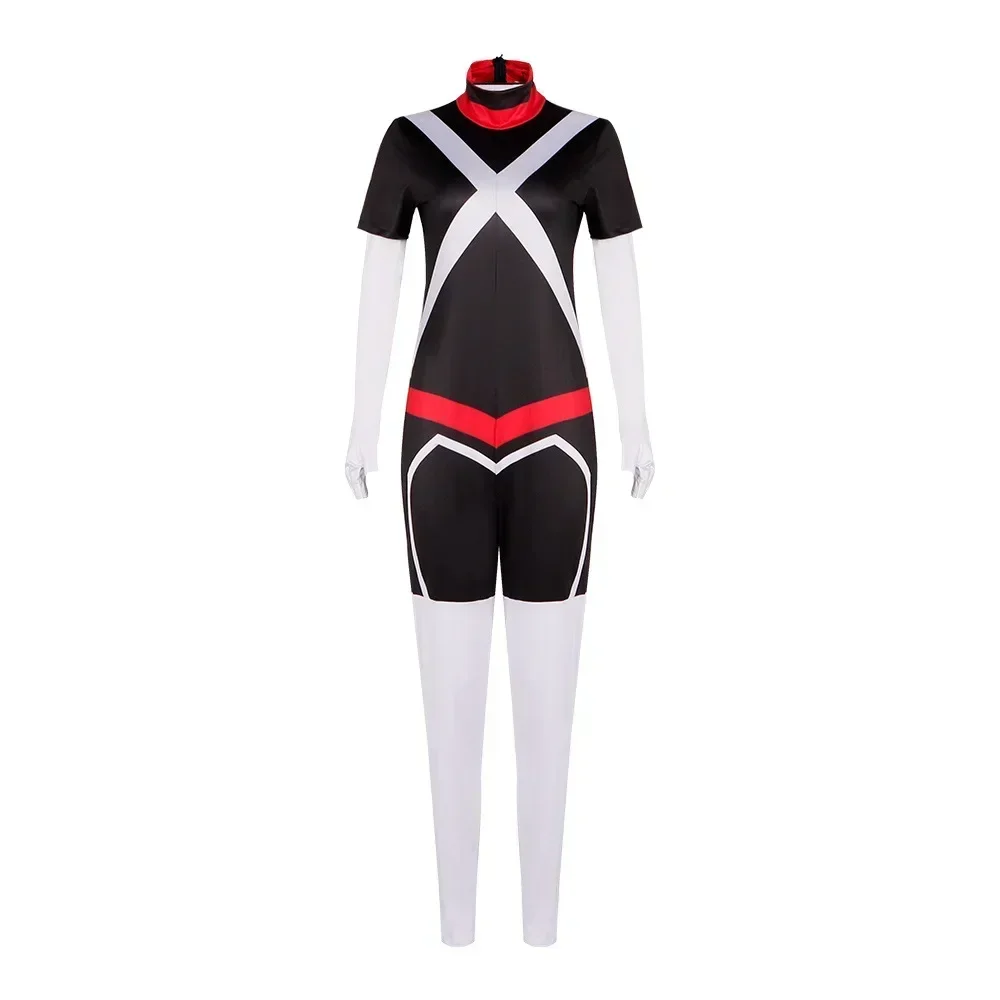 Anime Hazbin Vaggie 코스프레 의상 성인 여성 점프 슈트 블랙 바디 슈트 탑 바지 할로윈 의상 유니폼 성능
