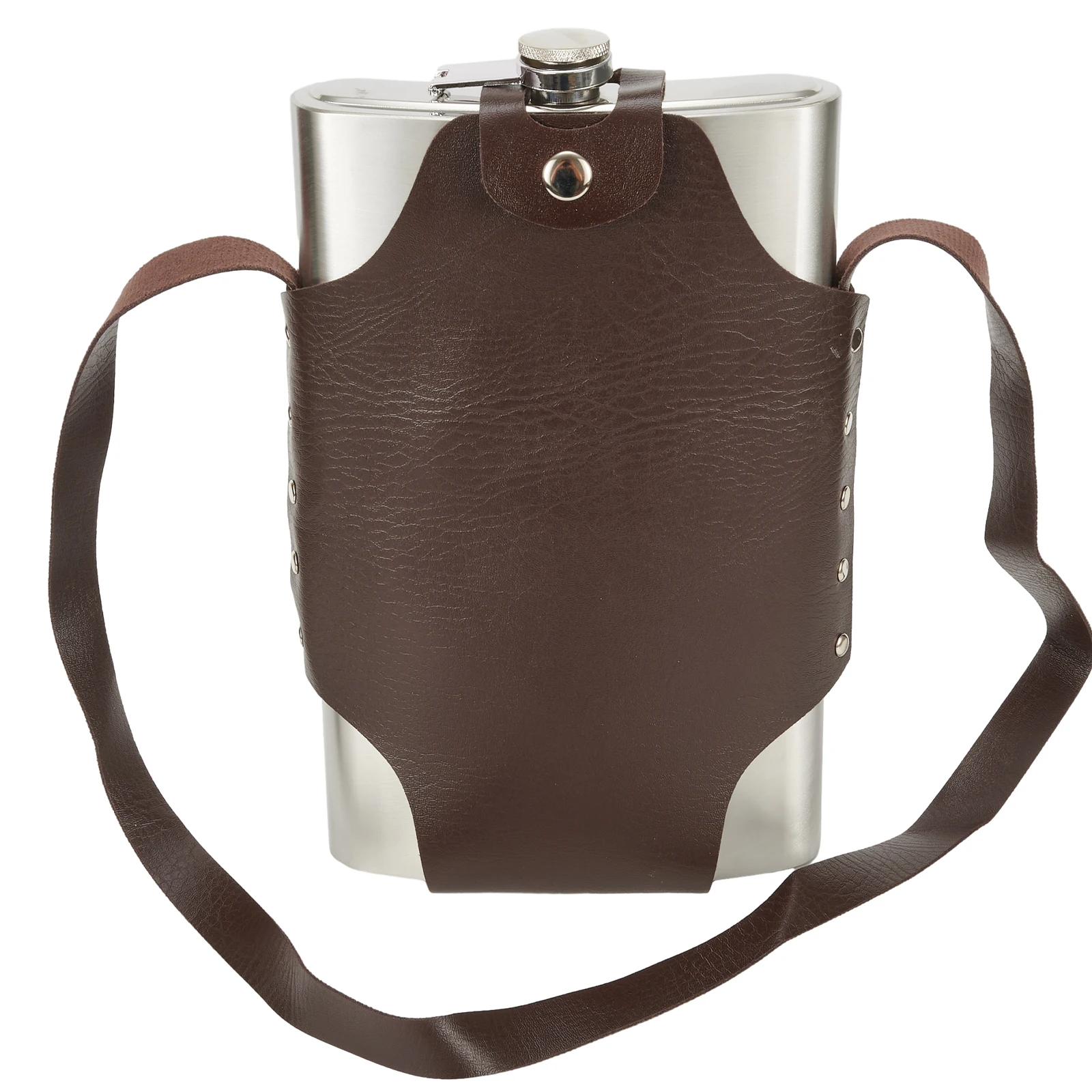Outdoor Wine Pot Portable Hip Flask Metal Bottle With Leather Cover Stainless Steel 64OZ High Quality Practical