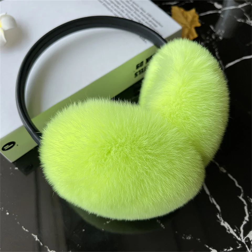 

Natural 100% Rex Rabbit Fur Earmuffs Fashion Women Warm Russia Winter Real Fur Earmuffs Children Ear Cover fur Earlap Girl