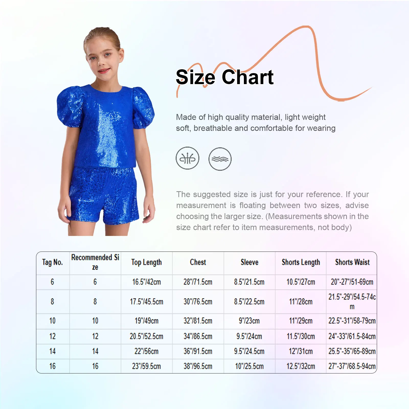 Kids Girls Latin Jazz Dance Sets Short Puff Sleeves Shiny Sequins Top with Shorts for Cheerleading Stage Performance Competition