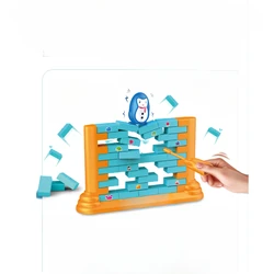 Saving Penguin Children's Puzzle Toys: Two Person Wall Building and Pushing Wall Parent-child Interactive Fun Board Game Toys