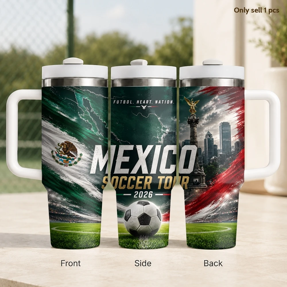 

2026 Football nation tour United Canada Mexico Flasks 40oz Stainless Steel Insulated Tumbler with Handle Straw Travel Mug