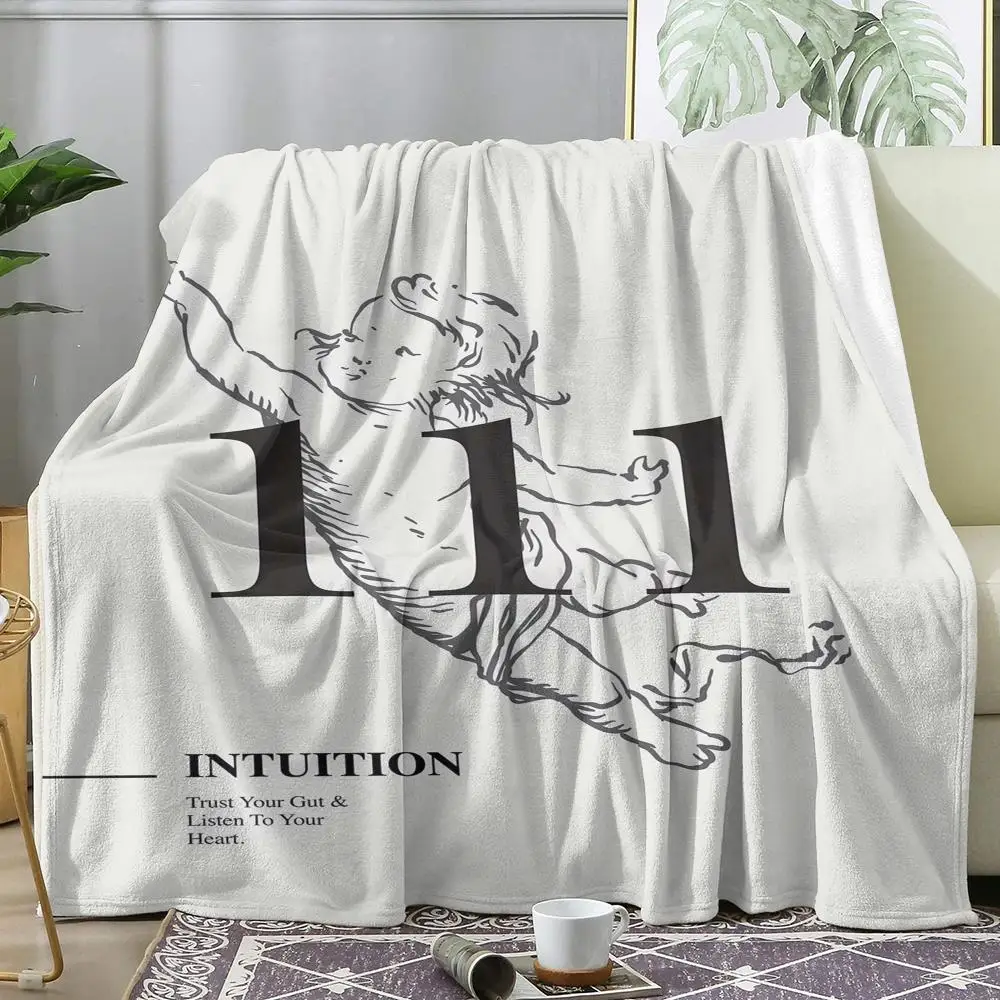 Angel Number Throw Soft Flannel AC Blanket Lightweight Summer Nap Throw Cozy  Blanket for Sofa Bed Travel Home