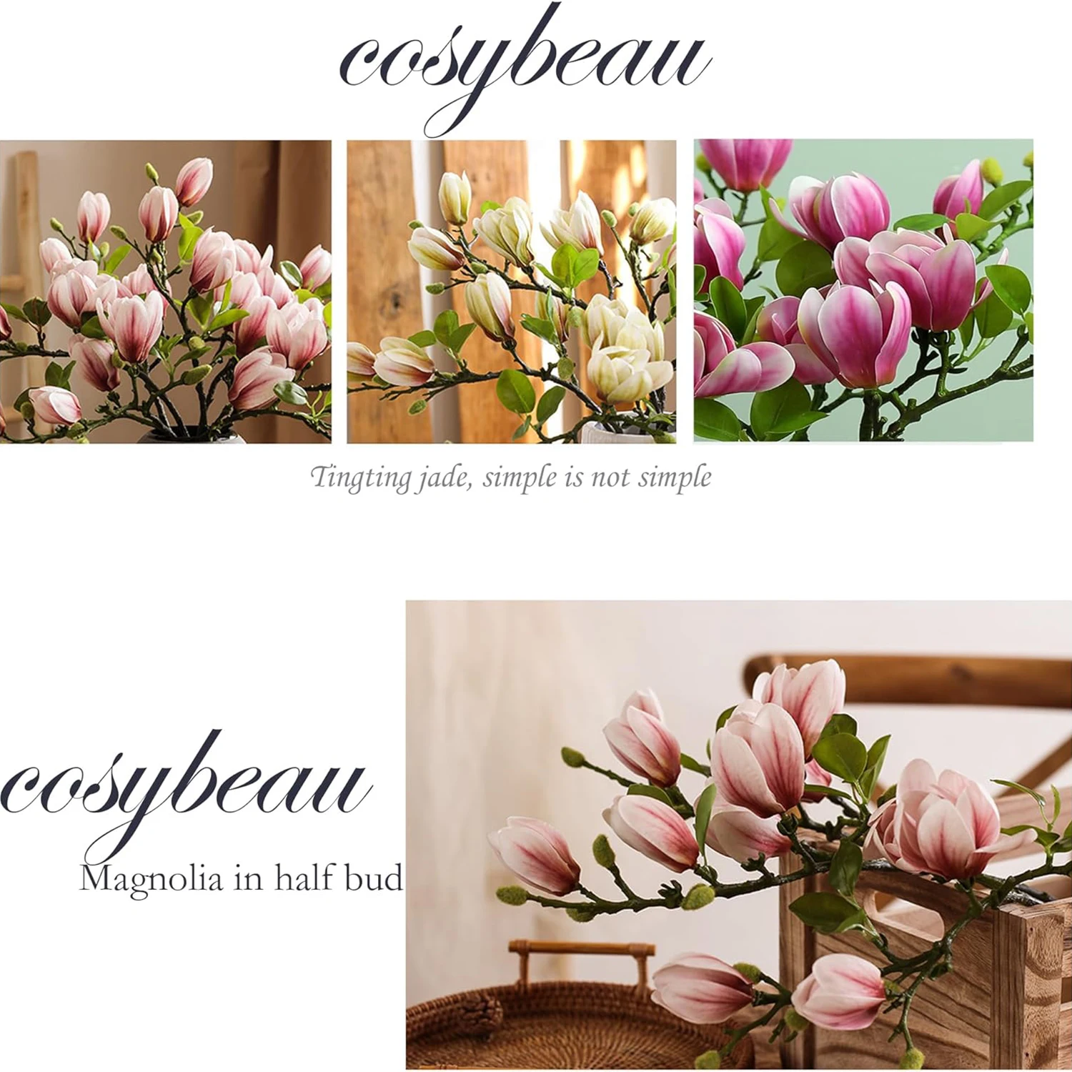 1/4PCS Künstliche Seide Magnolia Blumen Hause Outdoor Garten Vase Fensterbank Hochzeit Braut Festival Outdoor Tisch Dekoration Geschenk – Detail 13